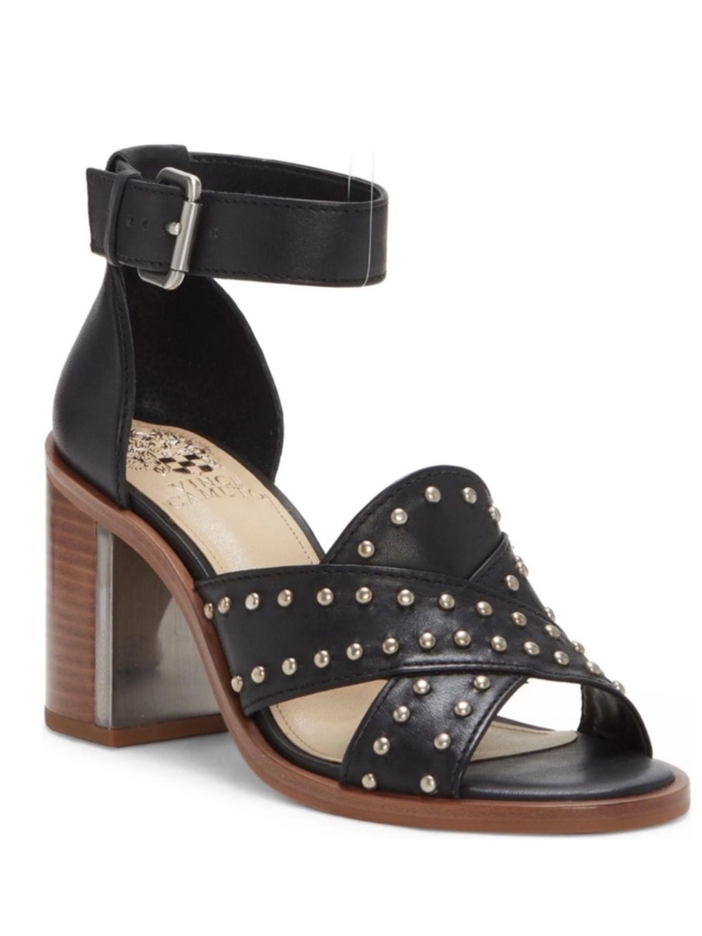 Vince Camuto Keresha Studded Open Toe Ankle Strap Leather Sandals